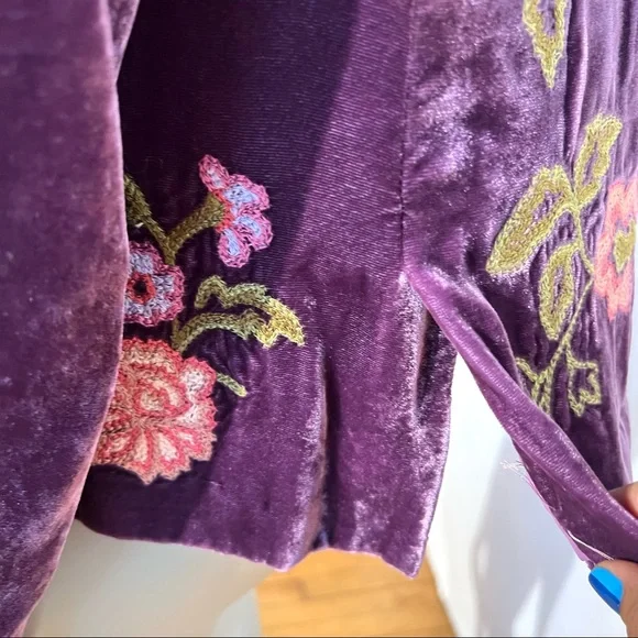 J.Jill Velvet Blazer Jacket Floral Embroidery - Picture 7 of 13